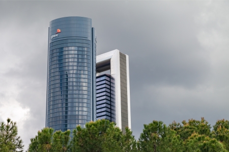 MADRID, SPAIN-1 MAY: Cuatro Torres Business Area in Madrid on 1 May,2013 in Madrid,Spain. They are...
