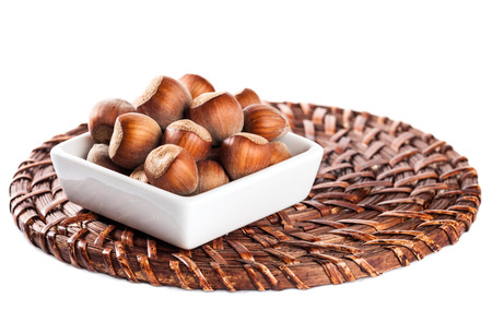 Hazelnuts Filberts iSolated on White Background.の写真素材