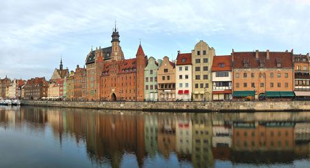 Panorama of the riverside Gdansk, Poland.