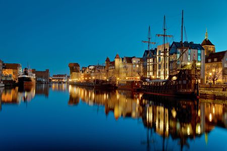 The riverside with the characteristic crane of Gdansk, Poland.