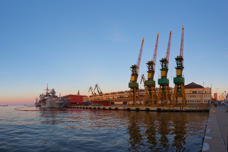 Warship in port of Gdynia, Poland.