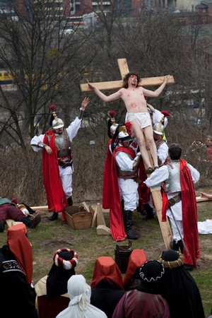 Presentation Mystery of the Passion of Jesus Christ, played by actors with the participation of the...