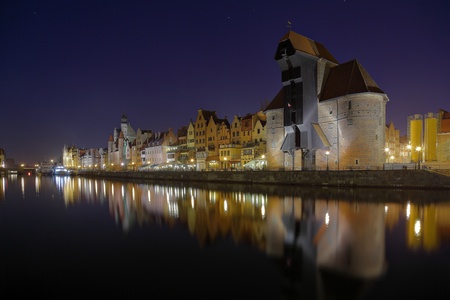The riverside with the characteristic Crane of Gdansk, Poland.