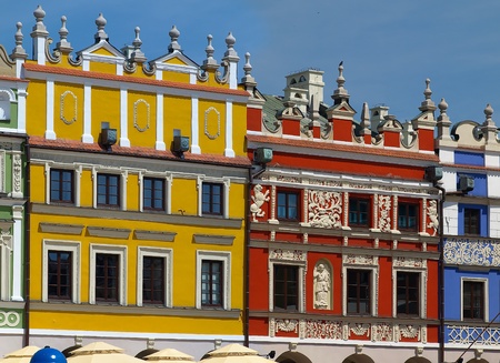 Richly decorated houses Armenian merchants in Zamosc, Poland.の写真素材