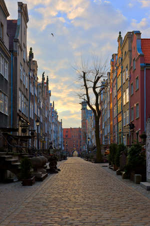 Mariacka Street at dawn in Gdansk, Poland.