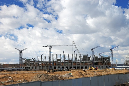 View of the stadium construction site for the European Championship 2012. Baltic Arena in Gdansk,...