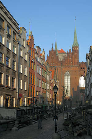 Mary's Street with the Basilica in Gdansk, Poland.