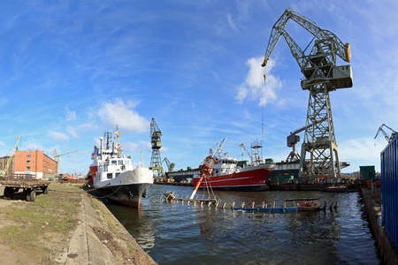 Industrial view of the Gdansk Shipyard, Poland.