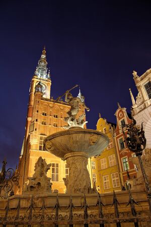 Neptune Fountain in Gdansk, Poland.のeditorial素材