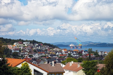A large floating crane and Norwegian landscapes 