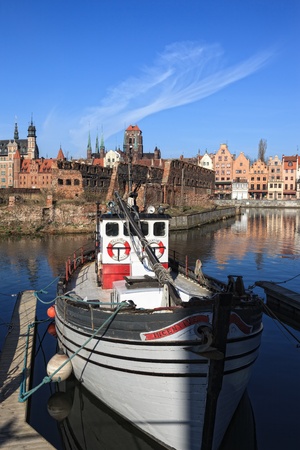 View over the river Motlawa the Old Town in Gdansk, Poland.