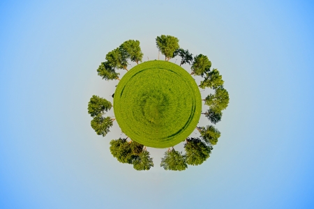 Little green planet - a vision of humorous.の写真素材