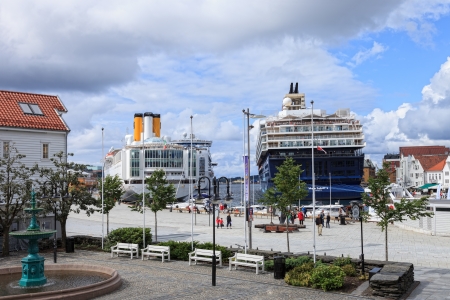 Three luxury cruise ships moored in the port of Stavanger. Photo taken on: July 11th, 2011のeditorial素材