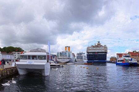 Three luxury cruise ships moored in the port of Stavanger. Photo taken on: July 11th, 2011のeditorial素材