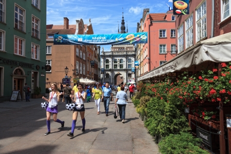 City of Gdansk Euro 2012 Championship organizer visited by many tourists and football fans, Poland....