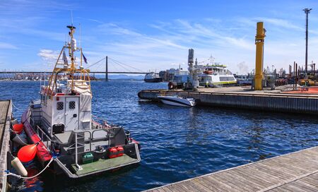 Boats moored in the port of Stavanger, Norway. の写真素材