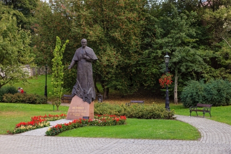 Statue of Pope John Paul II in Wieliczka, Poland. Photo taken on: August 21, 2012のeditorial素材