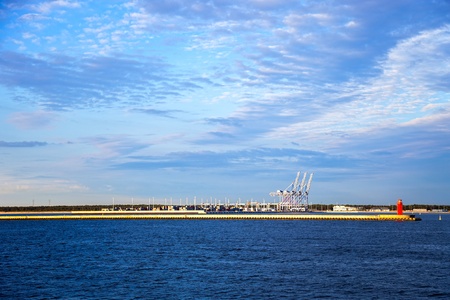 Container terminal in port of Gdansk, Poland  の写真素材