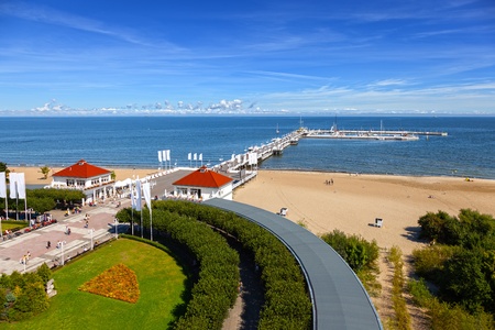 View of the pier from the old Lighthouse in Sopot, Poland 