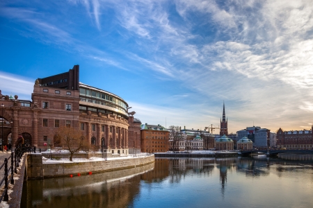 Riksdag  parliament  building at Helgeandsholmen island  Stockholm, Sweden のeditorial素材
