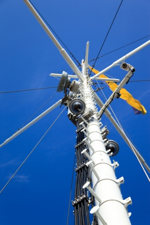Security camera sphere at a pole - set against blue sky 