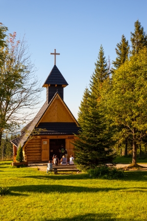 Small wooden church in Zakopane on Gubalowka, Poland のeditorial素材