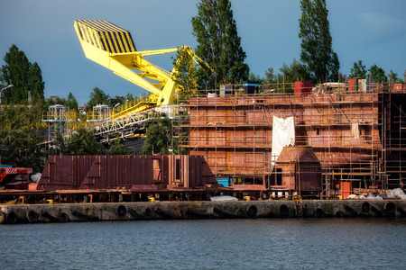 Part of large ship under construction 