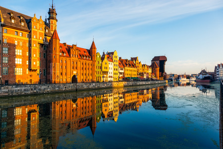 The riverside with the characteristic promenade of Gdansk, Poland.