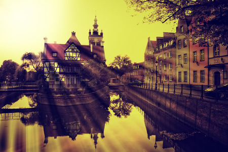 Old town with vintage effect in Gdansk, Poland.のeditorial素材