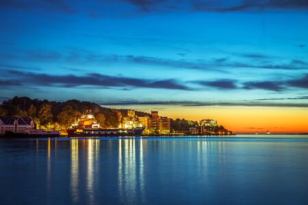 A beautiful night scene of Port of Stavanger Norway.の写真素材