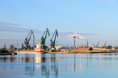 Industry area  Port of Gdansk at morning Poland.のeditorial素材