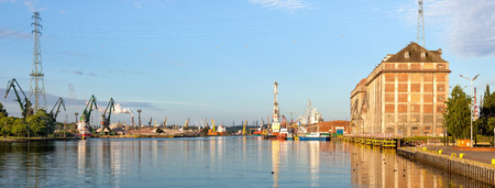 Industry area  Port of Gdansk at morning Poland.のeditorial素材
