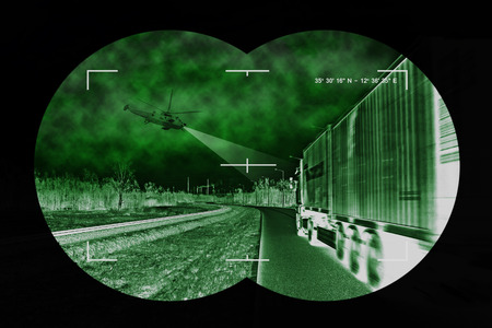 A helicopter was used during night truck chase scene.