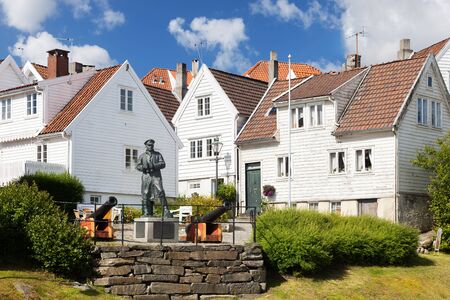 View to the traditional Norwegian white wooden houses, on July 23, 2015 in Stavanger, Norway.のeditorial素材