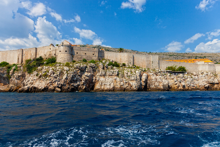 The Walls of Dubrovnik, defensive stone walls surrounded Old Town Dubrownik, Croatia.の写真素材