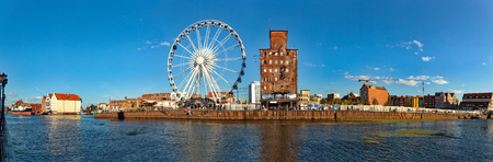 View across the Motlawa River to the Granary Island in Gdansk, Poland.