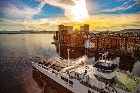 Panorama of the city view from bridge in Stavanger, Norway.のeditorial素材