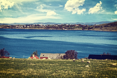 Norway landscape style grunge.の写真素材