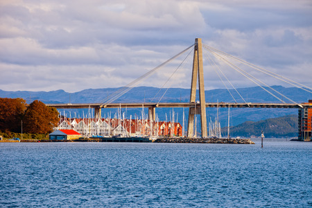 Sailboat marina with many moored sail yachts in Stavanger, Norway.の写真素材