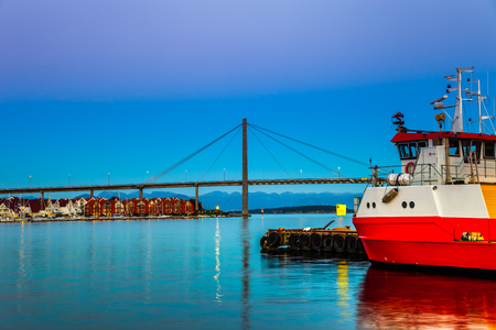 Stavanger panorama of the bridge in the background, Norway.の写真素材