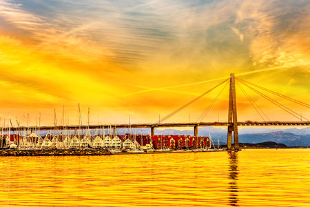 Stavanger panorama of the bridge in the background, Norway.の写真素材