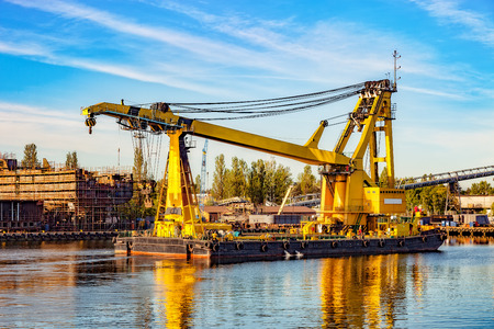 Huge floating crane at work in port of Gdansk, Poland.のeditorial素材
