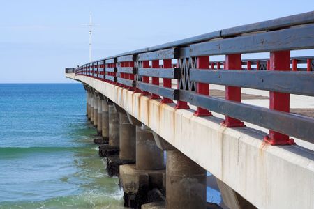 Shark Rock pier at hoby beach on the Port Elizabeth beachfrontの写真素材