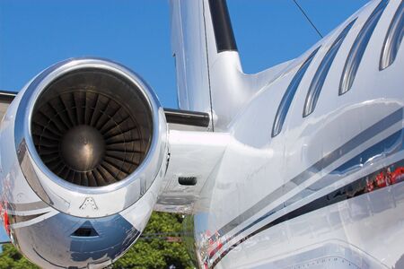 Close up shot of a jet engine