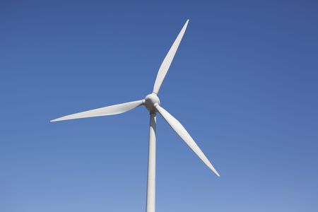 Close up of a wind turbine at a wind farmの写真素材