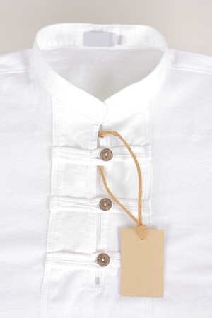 cotton casual white shirt with tagの写真素材