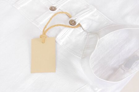 cotton casual white shirt with tagの写真素材