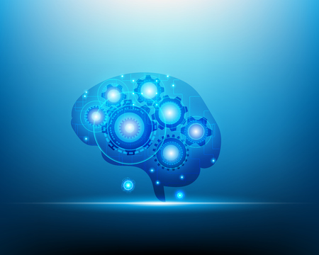 AI Robot brain background ,Artificial intelligence and Machine learning concept,Vector illustration.のイラスト素材