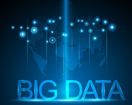Big data concept and world map with internet connection network backgroundのイラスト素材