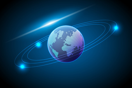 Global network and galaxy,Digital communication,concept abstract background,Vector illustration.のイラスト素材
